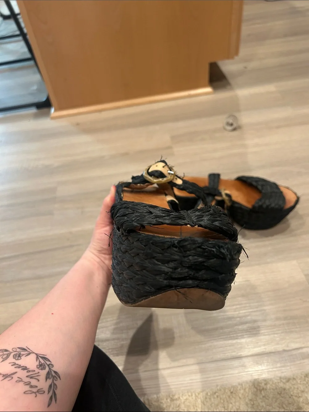 Robert Clergerie Black Woven Platform Sandals